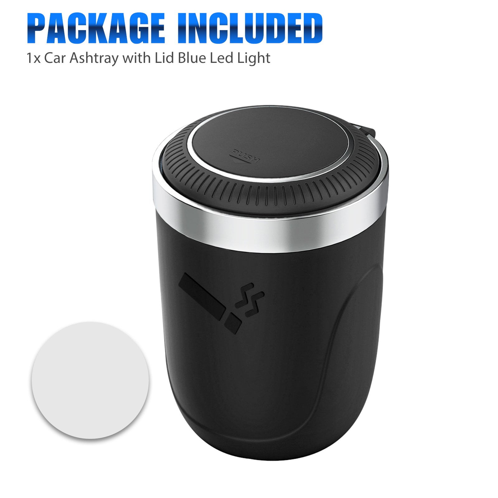 Smokeless Ash Tray with Lid, Blue LED Car Ashtray, Stainless Steel Car Ashtray with Lid