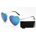 thumbnail image 1 of Women Heart Sunglasses Metal Frame Spring Hinged Lovely Aviator Heart Shape Mirror Flash Lens, 1 of 2