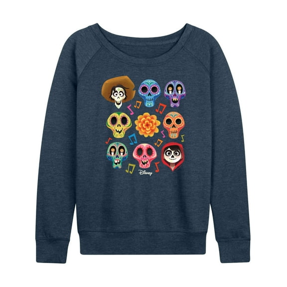 Coco - Musical Skulls - Women's Lightweight French Terry Long Sleeve Shirt
