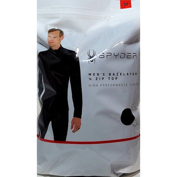 Spider Men's Baselayer 1/4 Zip Top. Color Black, Size Medium