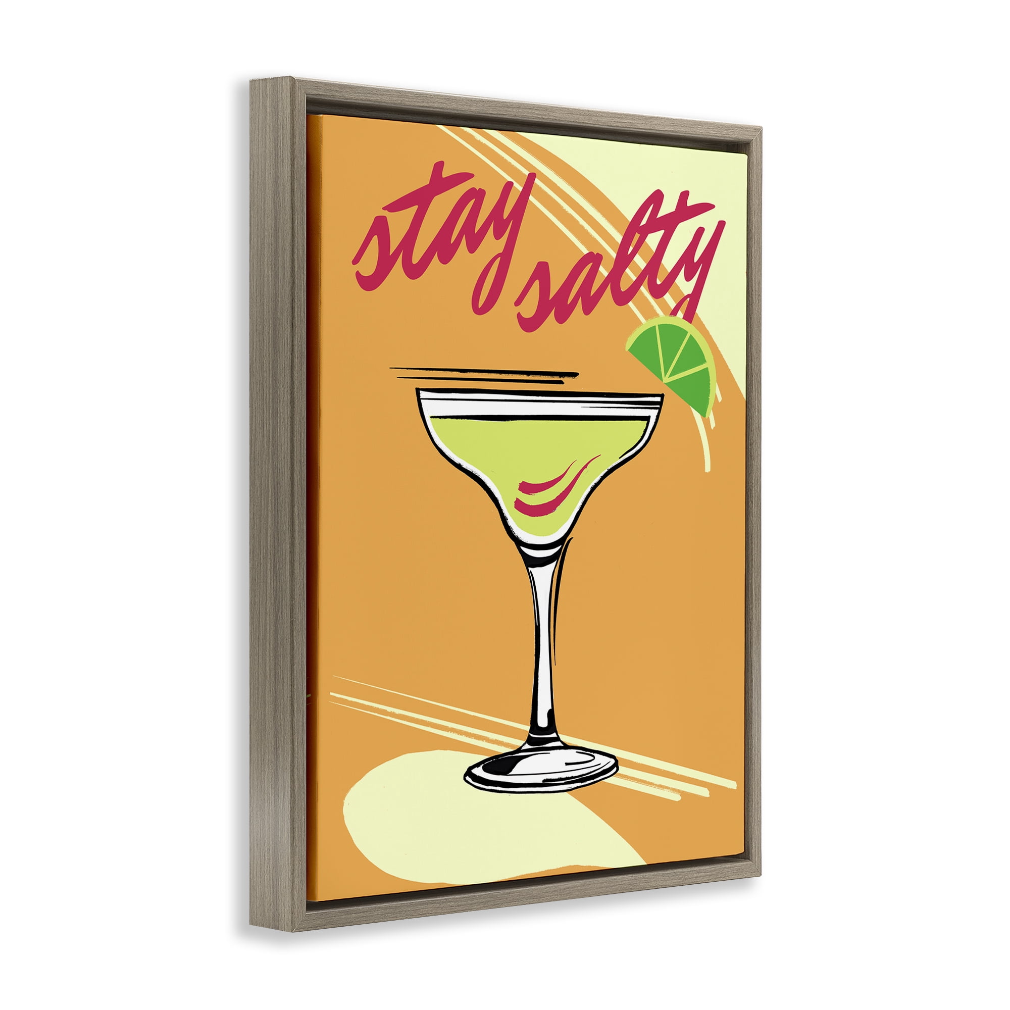 Stupell Industries Stay Salty Cocktail Food & Beverage Painting Brown Floater Framed Canvas Art Print Wall Art, 25 x 31