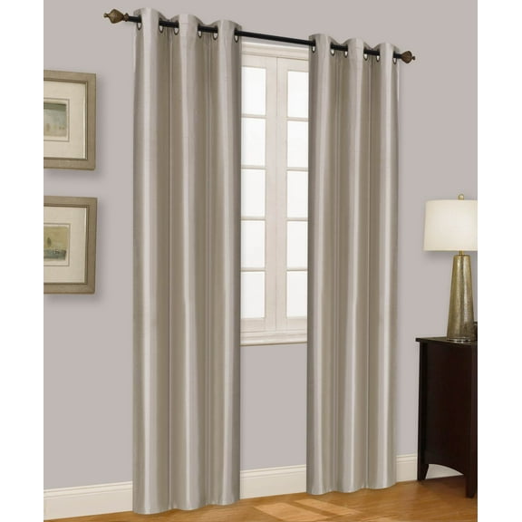 Elio Taupe 2-Piece 100% Thermal Blackout Grommet Window Curtain With  Foam Backing Set, Solid Room Darkening Panels 35" X 84" Each