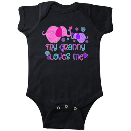 

Inktastic My Granny Loves Me- cute elephants Gift Baby Boy or Baby Girl Bodysuit