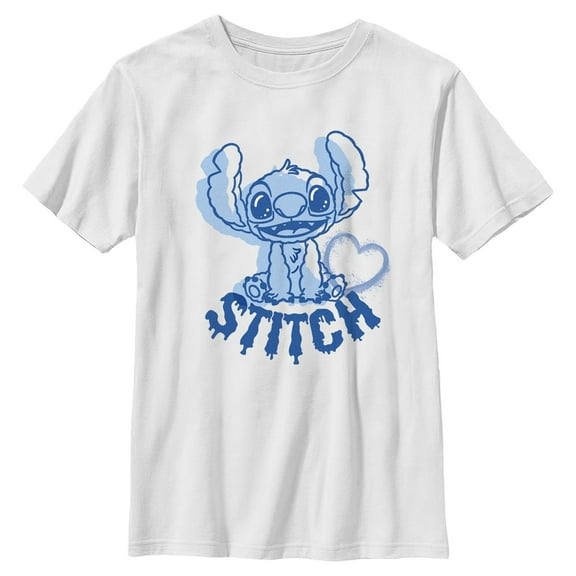 Boys Lilo & Stitch Blue Alien Heart T Shirt