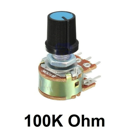 5x Potentiometers Pots Resistor Linear 6-Pin Taper Rotary With Knob Cap 100K Ohm