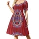 thumbnail image 1 of Vestido de manga corta con diseño maya de círculos de flores Ropa de playa para mujer Vestido, 1 of 7