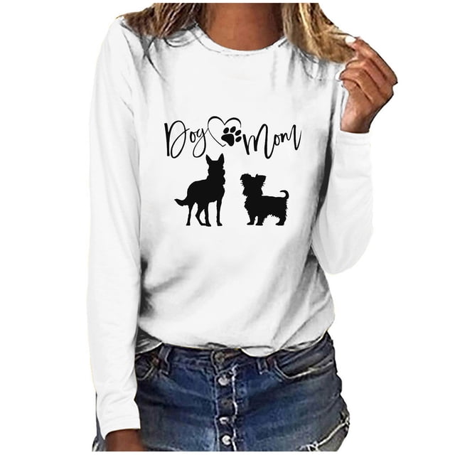 Blusa de manga larga con cuello redondo suelta informal estampada para mujer Fridja hkj1222