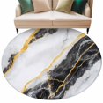 thumbnail image 2 of Round Area Rug 6ft,Grey Gradient Marble Abstract Art Washable Carpet Non-Slip Runner Accent Rugs Indoor Floor Mat for Bedroom Living Room Decor,Gold Foil, 2 of 9