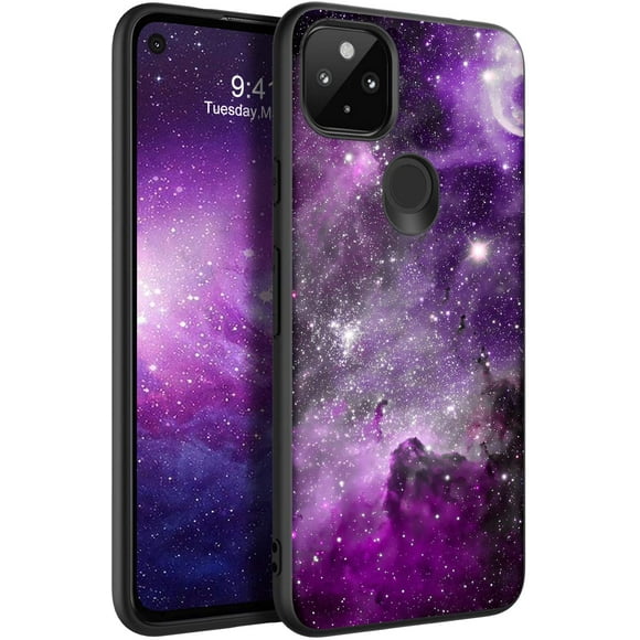 Google Pixel 4a Case, Phone Case Pixel 4a 5G, Slim Fit Glow in The Dark Shockproof Protective Hybrid Hard PC Soft TPU Bumper Girls Women Boy Cover for Google Pixel 4A 5G,Nebula/Galaxy Design