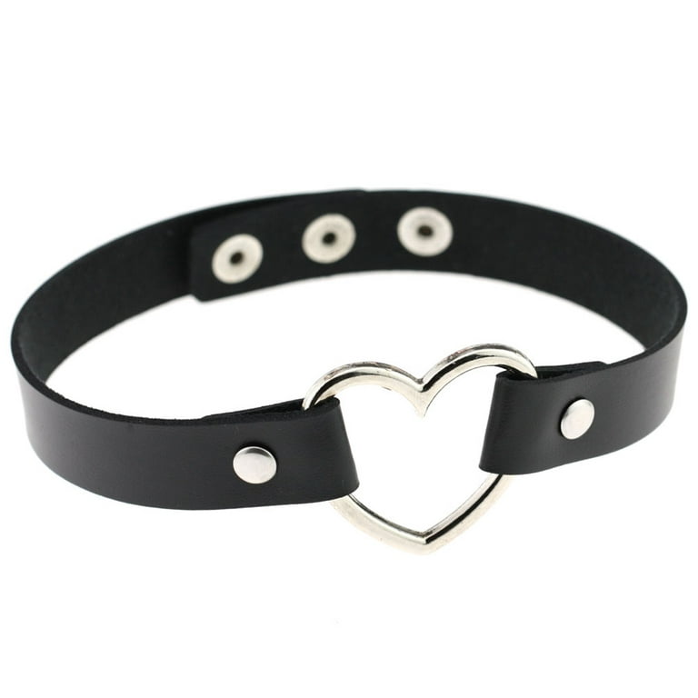 HAIAISO 6-9Pcs Leather Choker Black Punk Goth Choker Necklace Love Heart  Spiked Choker Adjustable Pu Choker Collar for Women Girls