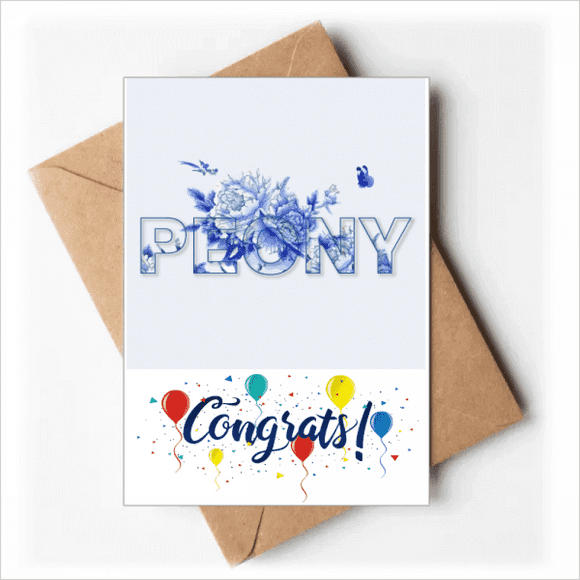 Pivoine en Porcelaine Bleu Calme Cartes de Mariage Félicitations Enveloppes de Voeux