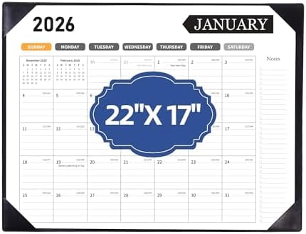 Large Desk Calendar 2026, Calendar with Desk Protecting Pad, 2026 Desk Calendar Large 22x17, Runs From January 2026 to June 2027, 18 Months, Big Desktop Calendar for Family Classroom and Office