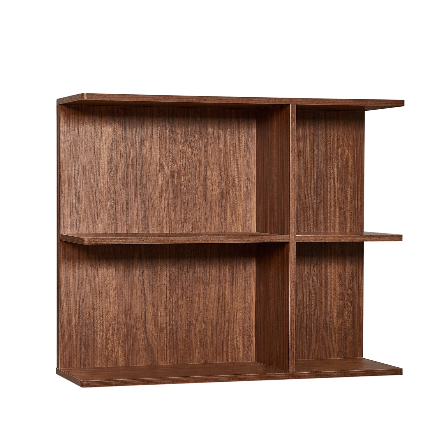 Wall Mount Side Cabinet Open Panel Brown Walnut L 36 in x H 29.9 in x D 11.8 in
