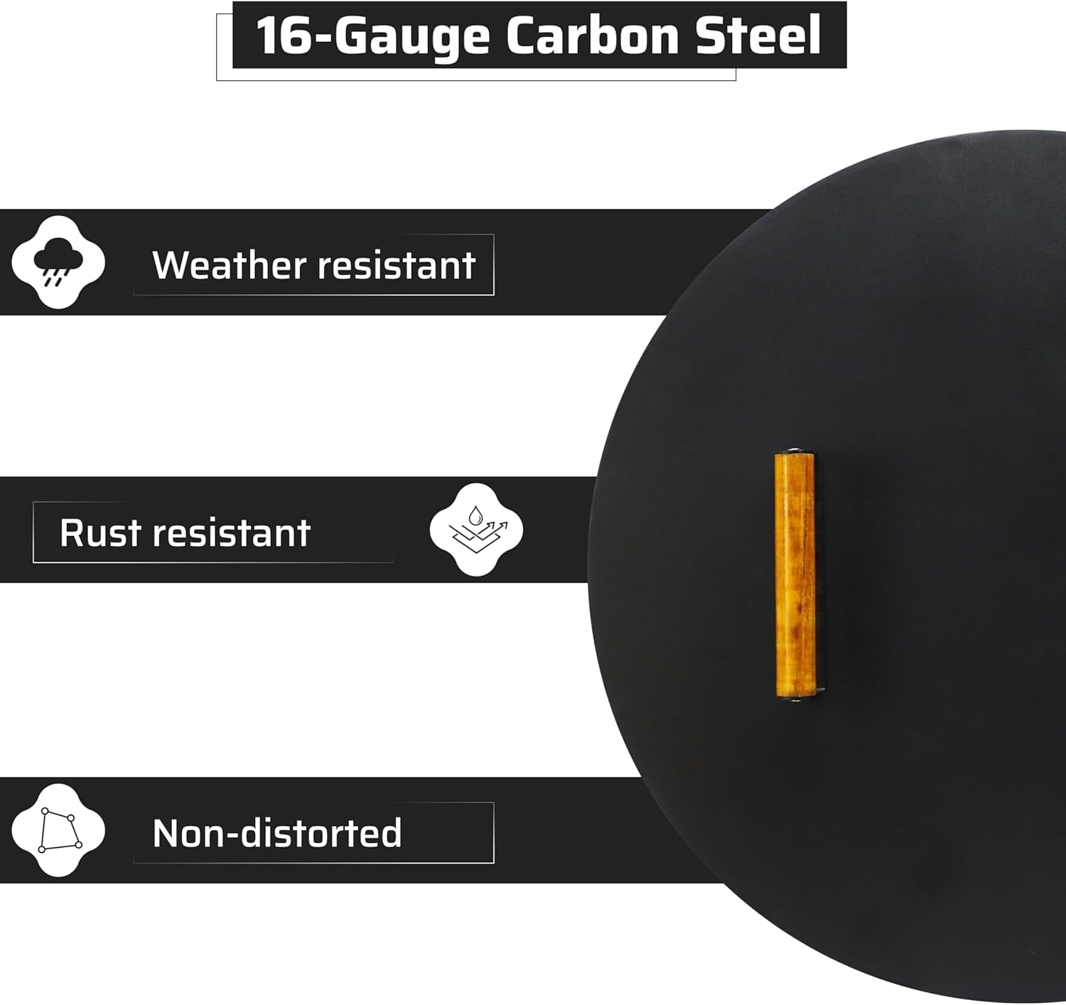 FEBTECH 22" Tabletop Fire Pit Lid - 16 Gauge Carbon Steel Fire Pit Potective Shield With Heat Resistant Coating - Perfect for Fire Pit Inside up to 20 Inches