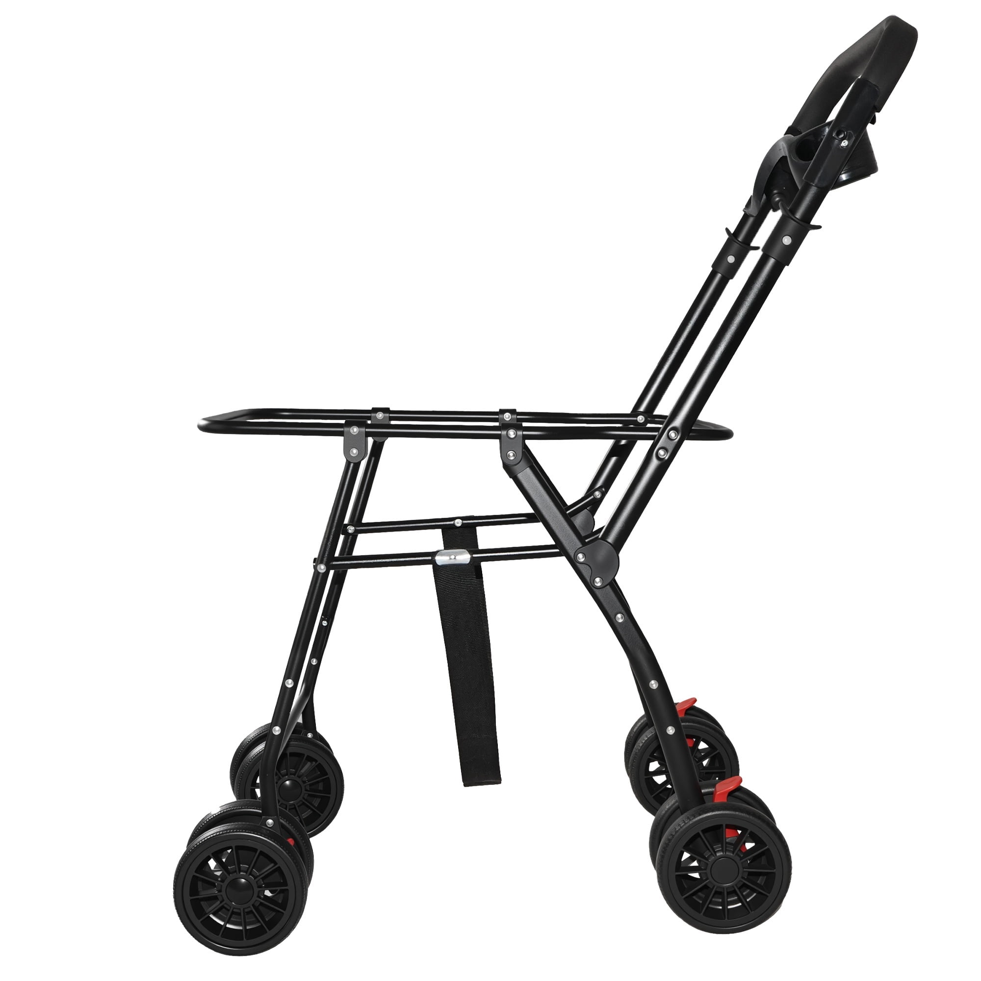 4-Wheel Folding Pet Stroller for Small Dogs and Cats, Pet Rolling Carrier with Storage Bag, Breathable Mesh & 2 Safety Leashes
