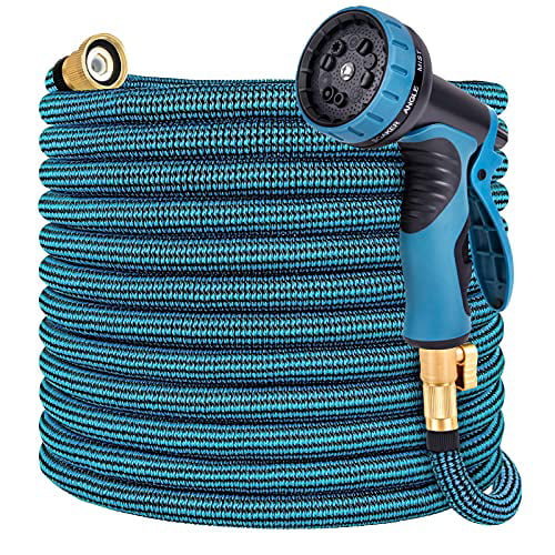 Toolasin Expandable Garden Hose 50ft with 10 Function Spray Nozzle Retractable Hose Expands 3 Times Leakproof Flexible Water Hose Design with Solid Brass Connectors 