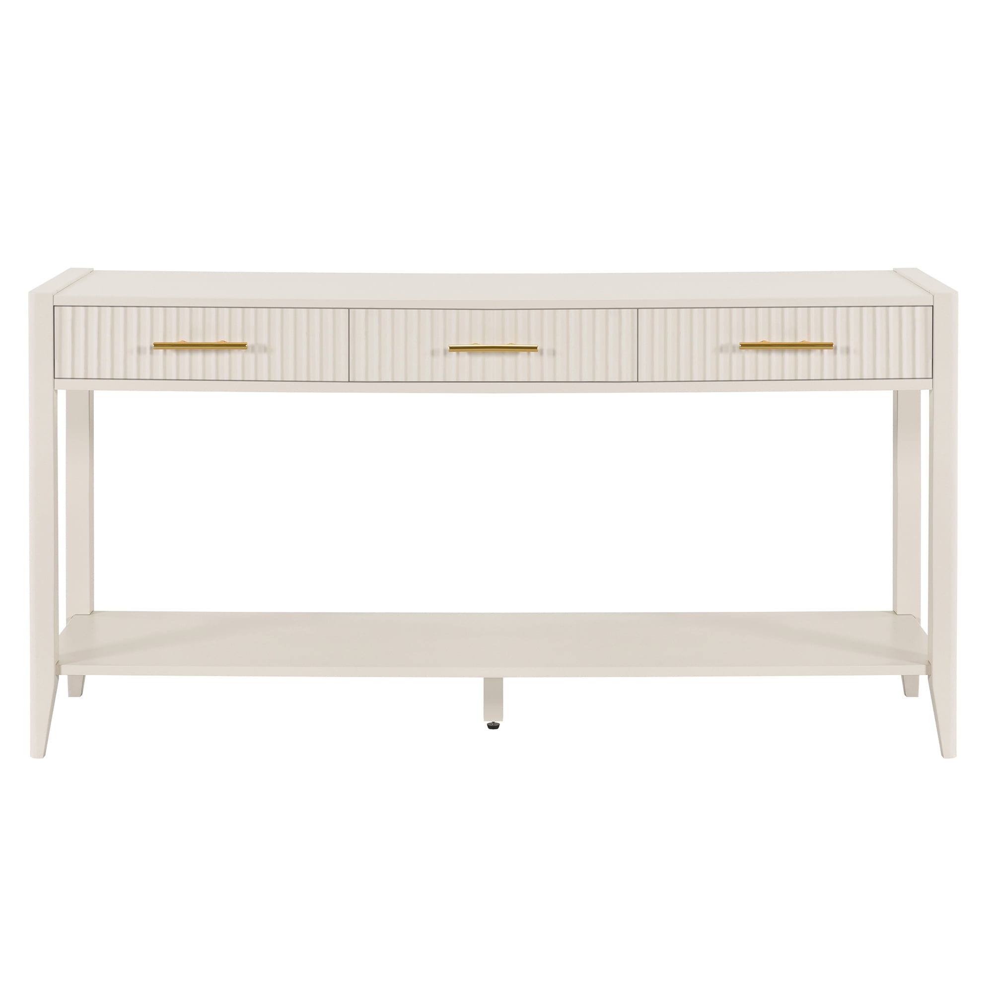 60" Painted Console Table with 3 Drawers,Wooden Entryway Table with Storage Shelf, Farmhouse Sofa Table for Living Room, Hallway,Entryway, Foyer, Corridor(Beige)