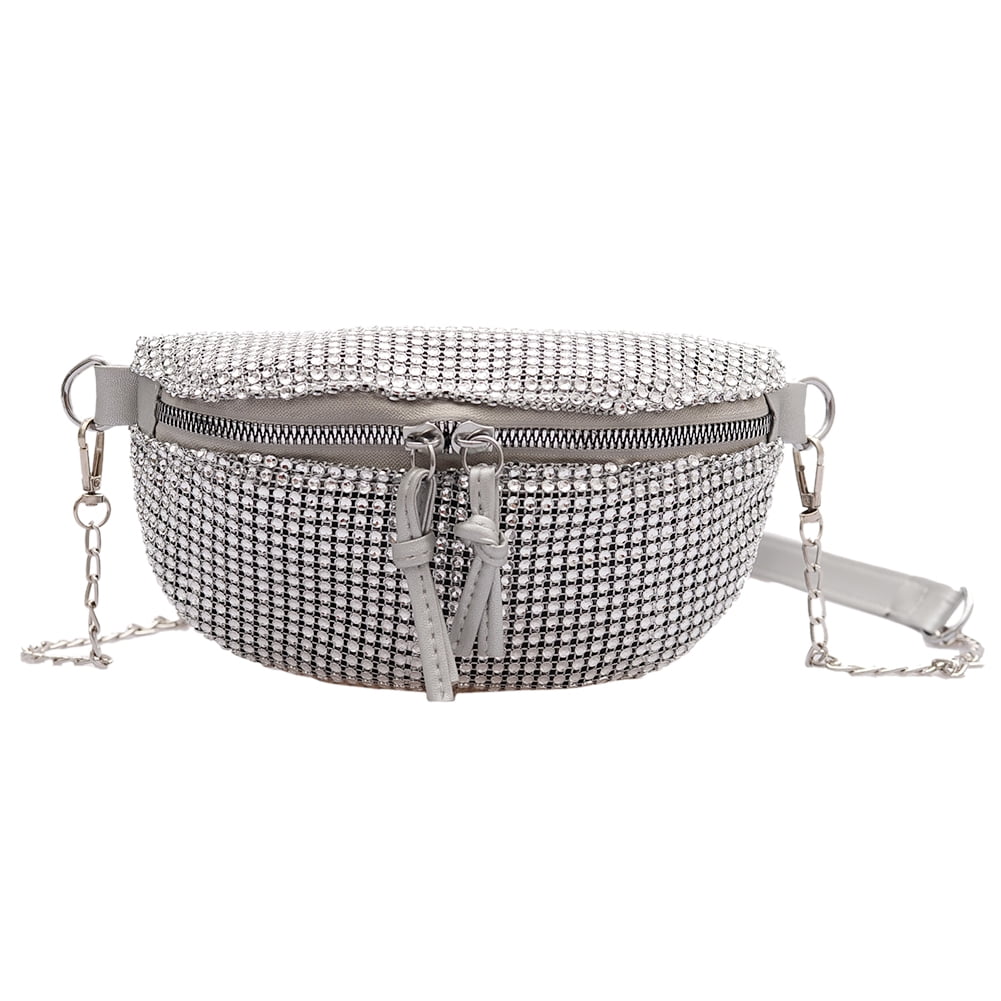 Silver rhinestone fanny pack top