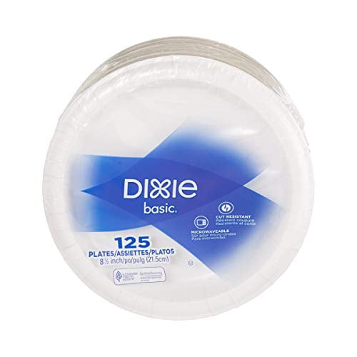 Dixie Light-Weight Paper Plates, 8.5", White, 125 Count (4 Pack)