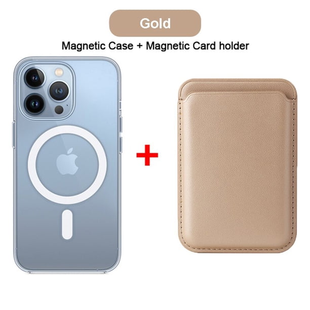 Funda de cuero transparente con tarjetero para iPhone, 15 Pro Max, 14, 13, 12, 11, XR, XS, X, 7, 8 Plus, Mini, Magsafe, cubierta de carga inalámbrica