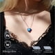 thumbnail image 4 of Gargantilla de corazón azul oscuro MACHAO Collar de cristal blanco con piedra natal hipoalergénico, 4 of 5