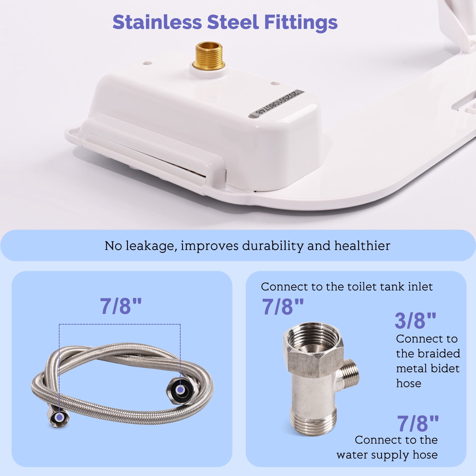 JINXELL BIDET-Self-Cleaning Nozzle, Fresh Water Non-Electric Bidet Attachment for Toilet Seat, Adjustable Water Pressure, Rear Wash