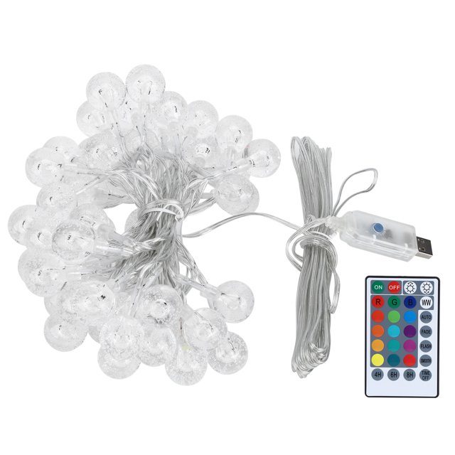 Heaveant LED String Lights, 5m 50LED RGB+WW Remote Control Ball Light Waterproof Decorative Lamp for Outdoor Christmas Wedding Lighting Decoration