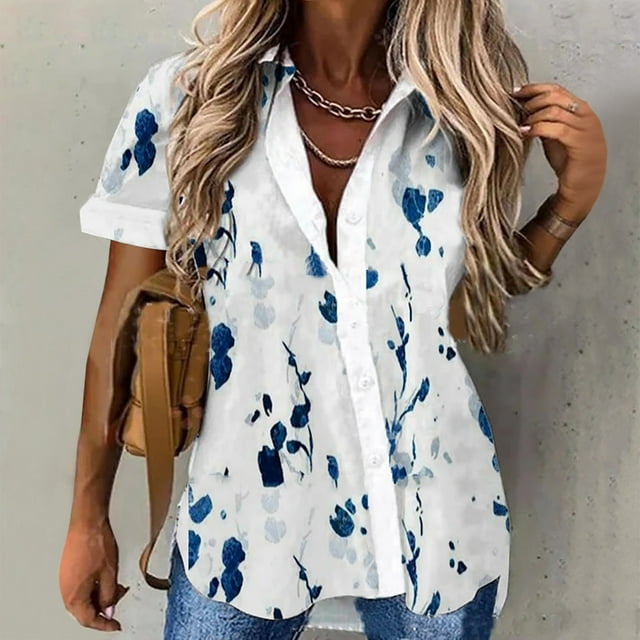 Cardigans à Manches Longues pour Femmes Légers Mode Femme Blouse Décontractée à Imprimé T-Shirt à Manches Courtes Hauts d'Été à Boutons en Liquidation