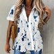 thumbnail image 2 of Blusa de Manga Corta Con Estampado Informal Para Mujer A La Moda, Tops Con Botones de Verano Odeerbi ODB-6, 2 of 8