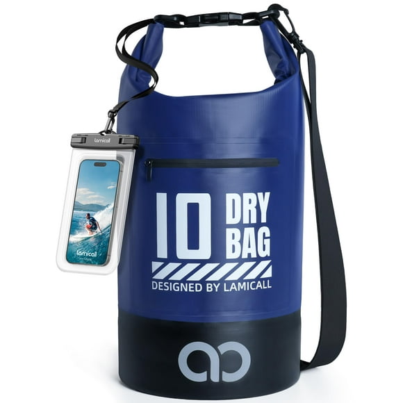 Mochila impermeable Lamicall 10L con funda para teléfono, color azul