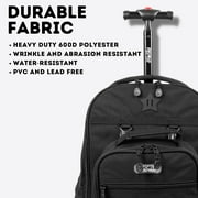 J World Boys And Girls Duo 18 Rolling Backpack And Lunch Bag For School And Travel, Black