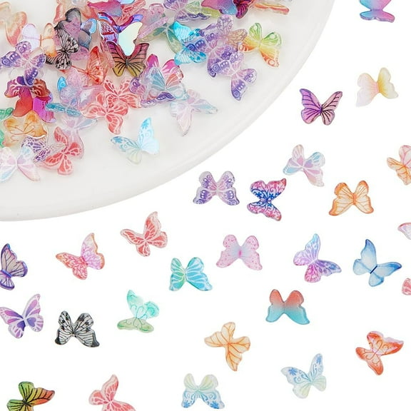1 Box 100Pcs Mini Butterflies 3D Miniatures Tiny Resin Butterfly Cabochons Figurines Nail Charms Small Fairy Garden Dollhouse Micro Landscaping Potted Decoration for Crafts Phone Art Decor DIY