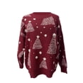 thumbnail image 2 of hirigin Christmas Women Fluffy Knit Sweater Snowflake Pattern Casual Long Sleeves Pullover Knitwear Tops Streetwear, 2 of 5