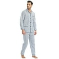 thumbnail image 5 of GLOBAL Mens Cotton Pajama Sets Long Sleeve Button Down Sleepwear Comfy Loungewear Soft Pjs Set White Stripes L, 5 of 6