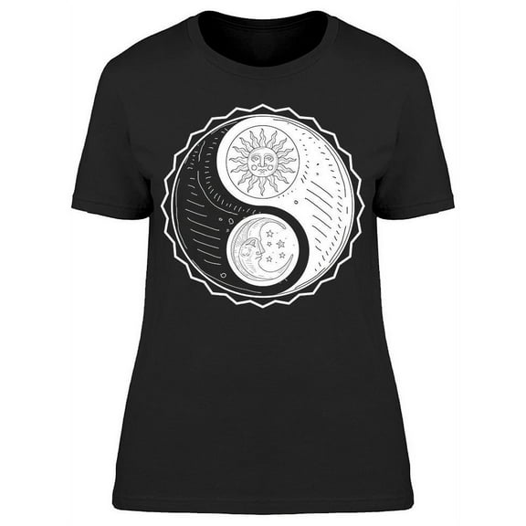 Hand Drawn Yin Yang Symbol T-Shirt Women -Image by Shutterstock, Female Small