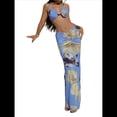 thumbnail image 3 of Vestido Maxi de Baño con Estampado Floral Triangular y Espalda Descubierta para Mujer Azul L, 3 of 8