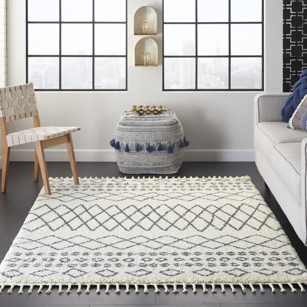Nourison Moroccan Shag Tribal White Area Rug