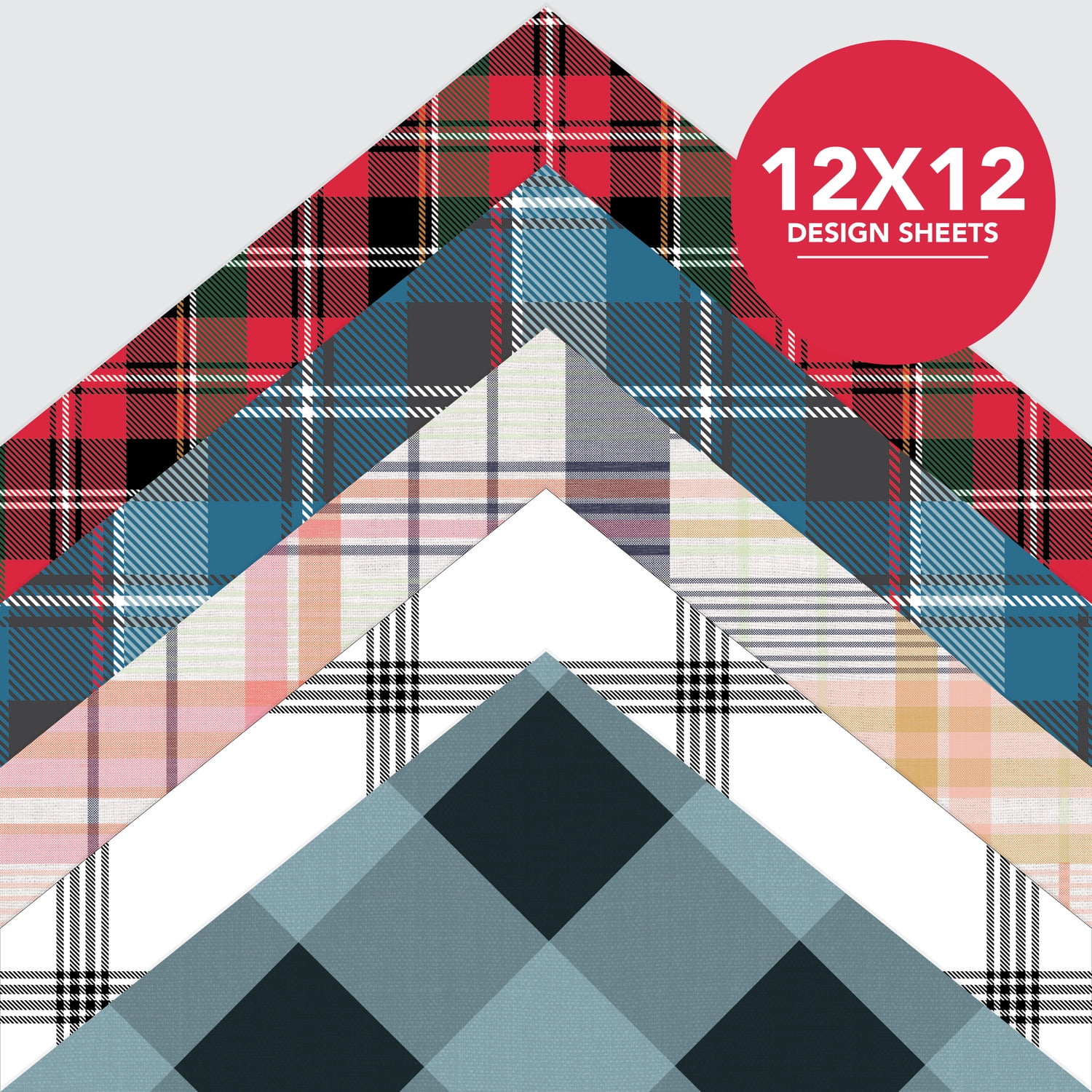 Roobee by Mara Mi Multicolor Plaid Paper Pad, 50 Sheets with 25 Designs