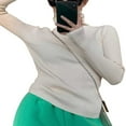 thumbnail image 4 of MesaSe Femmes Tricot Côtelé Tops Manches Longues Col Roulé Couleur Unie Slim Fit Pull, 4 of 5