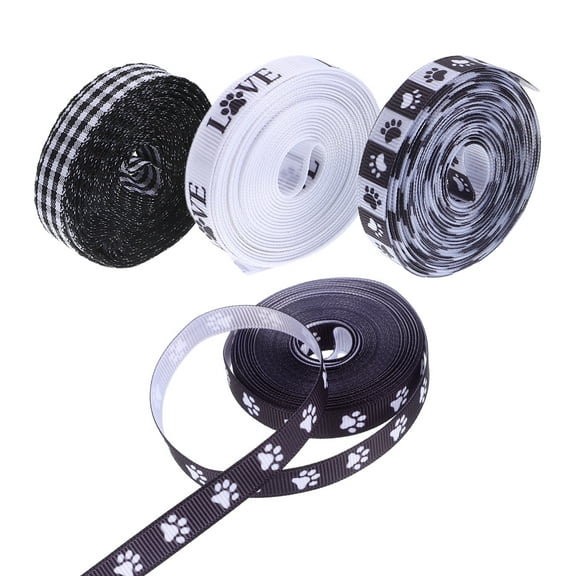 Masteelf 4 Rolls Gift Claw Print Ribbon Pet Claw Print Ribbon 4.50X1.00X0.10CM