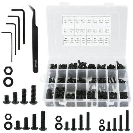 

Fyeme 520pcs Grub Screws M3 M4 M5 M6 Hex Button Head Socket Cap Threaded Screw Set Alloy Steel Assortment Kit Screw Internal Hex Drive Bolts Nuts Washers Grub Screw Fixing Parts Kits