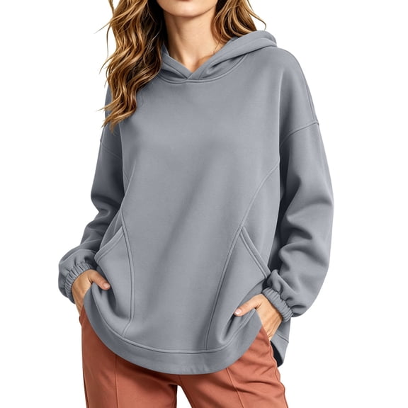 Luvrsol Womens Hoodies Plain Sweatshirt Pullover Soft Fabric Casual Long Sleeve Tops S-2XL