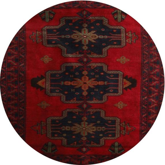 Ahgly Company Indoor Round Traditional Red Persian Area Rugs, 4' Round