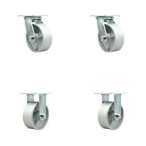 5 Inch Semi Steel Caster Set with Roller Bearings 2 Swivel 2 Rigid SCC
