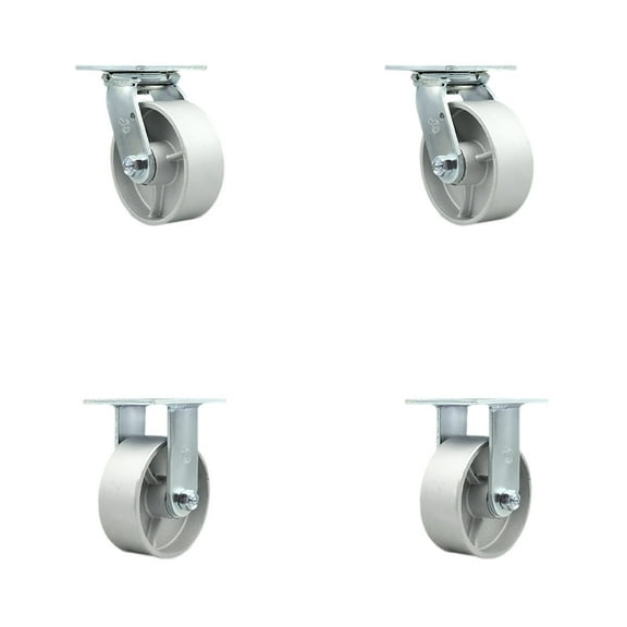 5 Inch Semi Steel Caster Set with Roller Bearings 2 Swivel 2 Rigid SCC
