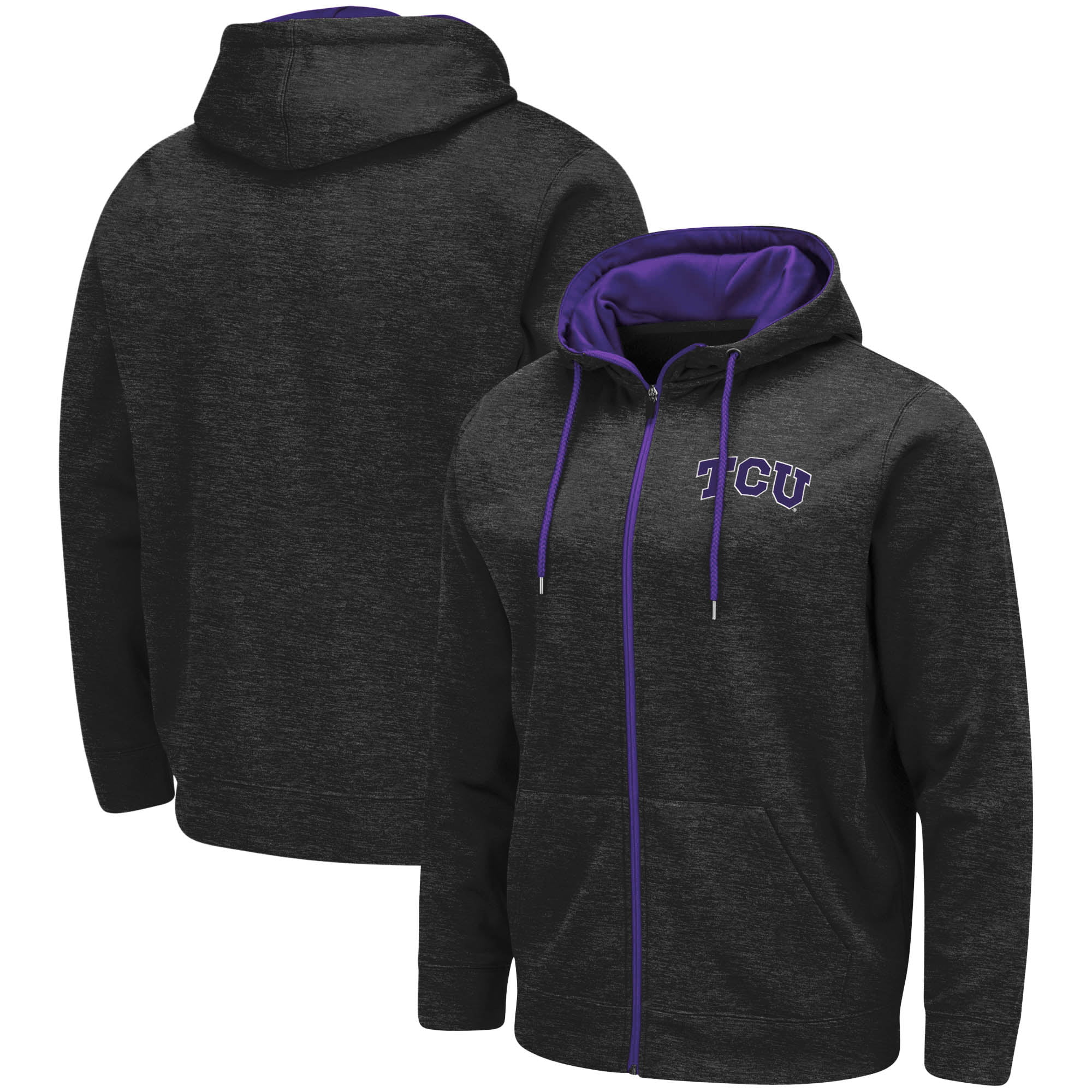 TCU Horned Frogs Colosseum Performance Full-Zip Hoodie - Charcoal ...