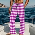 thumbnail image 2 of Stamzod Men's Pajama Pants Fashion Plaid Printed Elastic Waist Straight Pajamas with Pockets Casual Mens Sleepwear Purple C XXL, 2 of 6