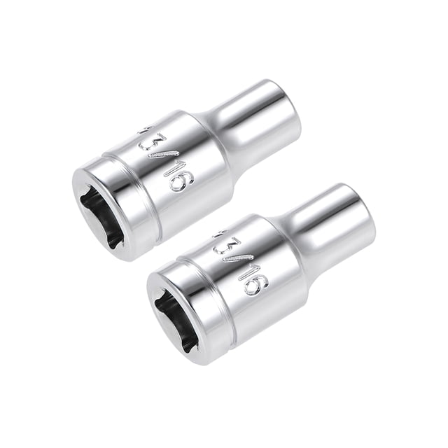 Unique Bargains 1/4 Inch Drive 6 Point Shallow Socket 3/16 Inch Cr-V Steel 2pcs
