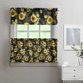 thumbnail image 2 of Kitchen Curtains 24 Inch Short - 3 Panel Set, Boho Sunflower Butterfly Floral Print, Rod Pocket Window Curtain for Rustic Farmhouse, Country Vintage Summer Decor, Easy Wash, 2 of 6