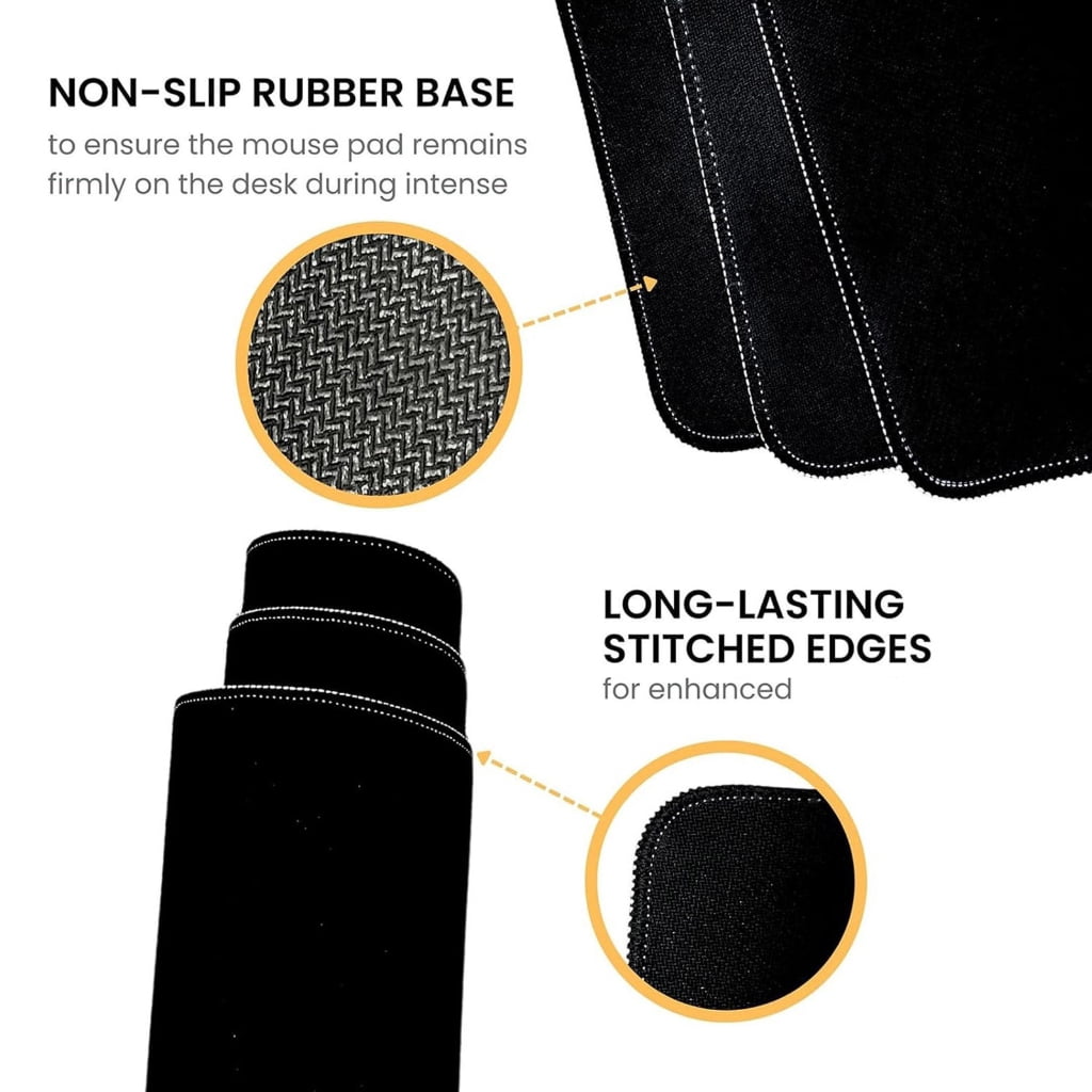 Large Desk Pad For Keyboards And Mouse 0.12Inch Thick Stitched Border Gaming Mouse Mat With Anti Skid Base Machine Wash